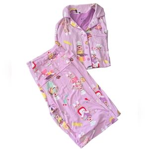 Nick & Nora Sock Monkey Baking Pj Set Top Size S Bottoms Size L Purple NWT Modal